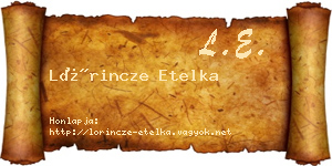 Lőrincze Etelka névjegykártya