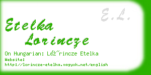 etelka lorincze business card